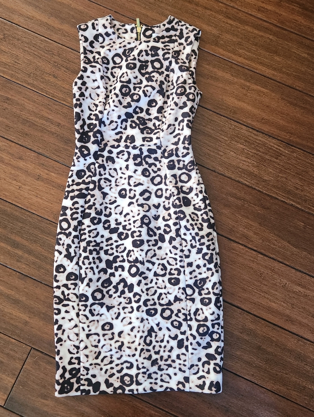 Calvin Klein Sleeveless Leopard-Print Midi Dress - Black & White